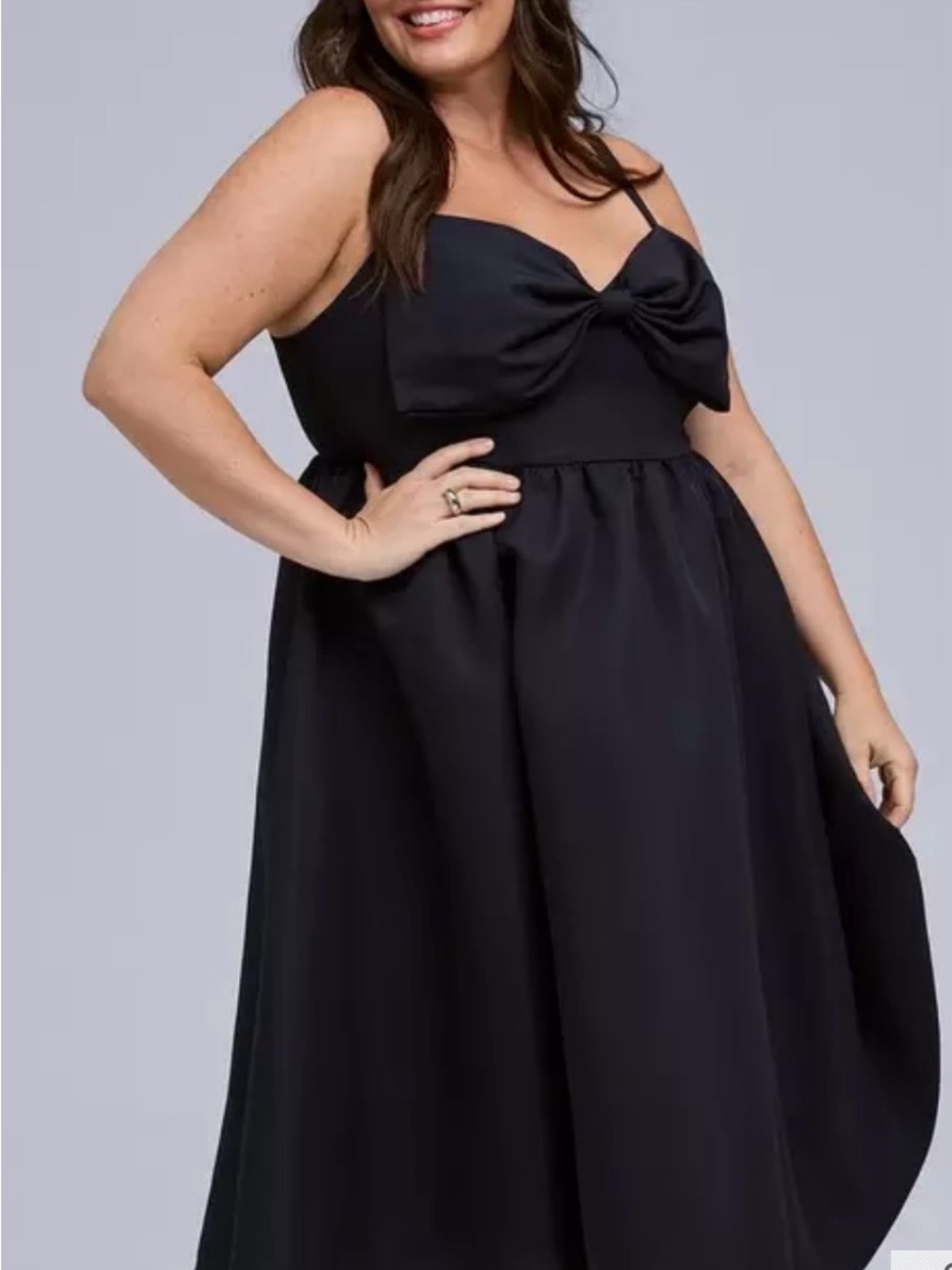 Black Bow-Front Fit & Flare Dress NWT Torrid Sz 3 - Picture 4 of 7